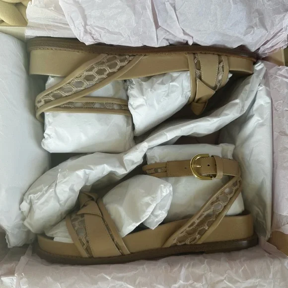 ALEXANDRE BIRMAN Clarita bow-detailed lace-trimmed leather sandals Beige  37.5 - Picture 9 of 10